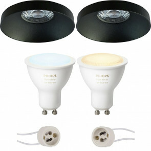PHILIPS HUE - LED Spot Set GU10 - White Ambiance - Bluetooth - Pragmi Vrito Pro - Inbouw Rond - Mat Zwart - Ø82mm