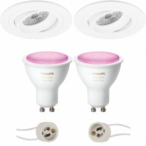 PHILIPS HUE - LED Spot Set GU10 - White and Color Ambiance - Bluetooth - Pragmi Alpin Pro - Inbouw Rond - Mat Wit - Kantelbaar Ø92mm