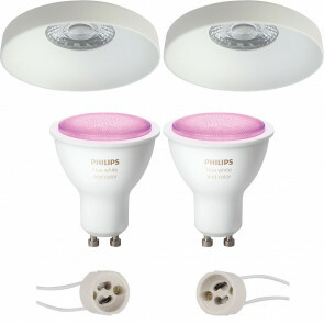 PHILIPS HUE - LED Spot Set GU10 - White and Color Ambiance - Bluetooth - Pragmi Vrito Pro - Inbouw Rond - Mat Wit - Ø82mm