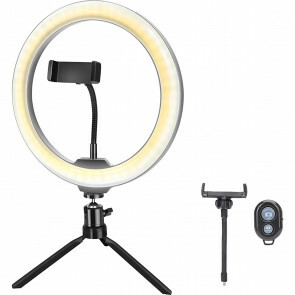 Ringlamp - Aigi Rongy - Bluetooth - Microfoon - Afstandsbediening - Dimbaar - CCT Aanpasbare Kleur - Zwart