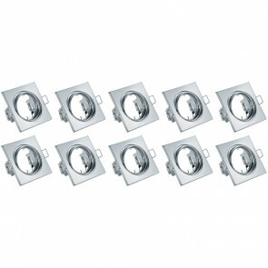Spot Armatuur 10 Pack - Trion - GU10 Fitting - Inbouw Vierkant - Glans Chroom Aluminium - Kantelbaar 80mm