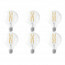 CALEX - LED Lamp 6 Pack - Filament G80 - E27 Fitting - Dimbaar - 4W - Warm Wit 2300K - Transparant Helder
