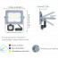 LED Bouwlamp met Sensor - Aigi Zuino - 20 Watt - Helder/Koud Wit 6500K - Waterdicht IP65 - Kantelbaar - Mat Grijs - Aluminium Lijntekening