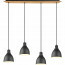 LED Hanglamp - Hangverlichting - Trion Handoll - E27 Fitting - 4-lichts - Rechthoek - Mat Zwart - Aluminium 2