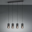 LED Hanglamp - Trion Roba - E27 Fitting - 4-lichts - Rond - Mat Zwart Rookglas - Aluminium 5