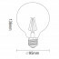 LED Lamp - Filament - Trion Globin - E27 Fitting - 6W - Warm Wit 3000K - Transparent Helder - Aluminium Lijntekening