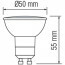 LED Spot Set - GU10 Fitting - Dimbaar - Inbouw Rond - Mat Zwart - 6W - Warm Wit 3000K - Kantelbaar Ø82mm Lijntekening Armatuur