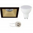 LED Spot Set - Pragmi Pollon Pro - GU10 Fitting - Inbouw Vierkant - Mat Zwart/Goud - 4W - Warm Wit 3000K - Verdiept - 82mm