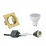 LED Spot Set - Trion - GU10 Fitting - Inbouw Vierkant - Mat Goud - 6W - Natuurlijk Wit 4200K - Kantelbaar 80mm