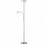 LED Vloerlamp - Trion Aciban - 18W + 4W - Warm Wit 3000K - 2-lichts - Dimbaar - Rond - Mat Nikkel - Aluminium