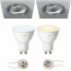 PHILIPS HUE - LED Spot Set GU10 - White Ambiance - Bluetooth - Pragmi Borny Pro - Inbouw Vierkant - Mat Zilver - Kantelbaar - 92mm