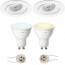 PHILIPS HUE - LED Spot Set GU10 - White Ambiance - Bluetooth - Pragmi Delton Pro - Inbouw Rond - Mat Wit - Kantelbaar - Ø82mm
