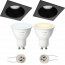 PHILIPS HUE - LED Spot Set GU10 - White Ambiance - Bluetooth - Pragmi Minko Pro - Inbouw Vierkant - Mat Zwart - Verdiept - 90mm