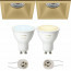 PHILIPS HUE - LED Spot Set GU10 - White Ambiance - Bluetooth - Pragmi Pollon Pro - Inbouw Vierkant - Mat Goud - Verdiept - 82mm