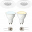 PHILIPS HUE - LED Spot Set GU10 - White Ambiance - Bluetooth - Pragmi Rodos Pro - Inbouw Rond - Mat Wit - Ø93mm