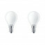 PHILIPS - LED Lamp - Set 2 Stuks - Classic Lustre 827 P45 FR - E14 Fitting - 4.3W - Warm Wit 2700K | Vervangt 40W