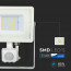 SAMSUNG - LED Bouwlamp 30 Watt met sensor - LED Schijnwerper - Viron Dana - Warm Wit 3000K - Spatwaterdicht IP44 - Mat Wit - Aluminium 7