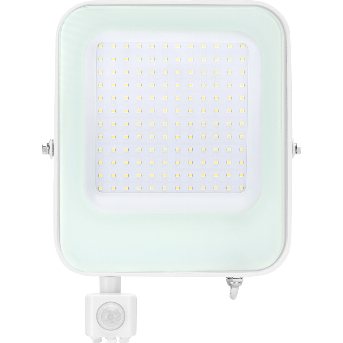 LED Bouwlamp 100 Watt met Sensor - LED Schijnwerper - Aigi Ixi - Helder/Koud Wit 6500K - Waterdicht 