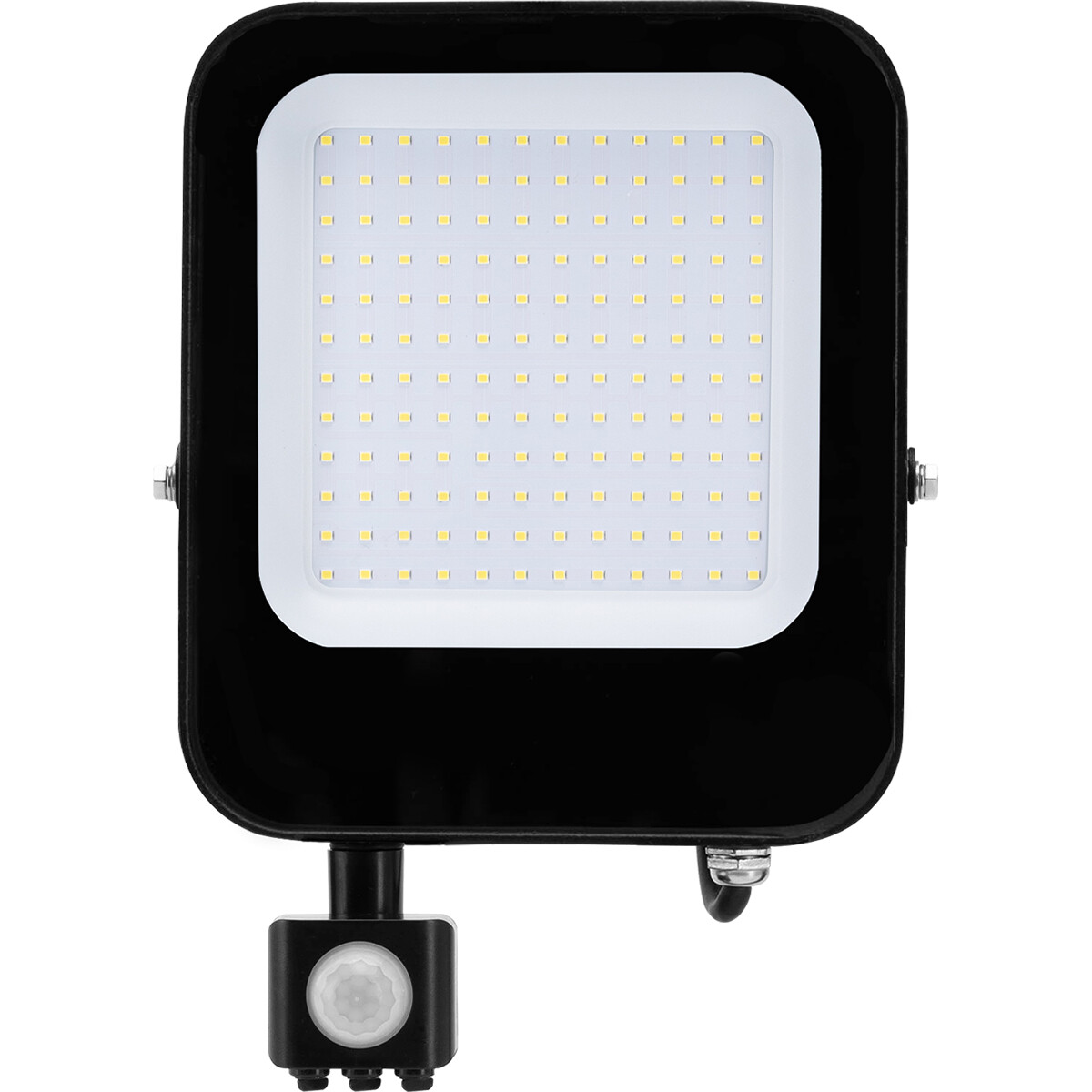 LED Bouwlamp 100 Watt met Sensor LED Schijnwerper Aigi Ixi Helder-Koud Wit 6500K Waterdicht IP65 Mat