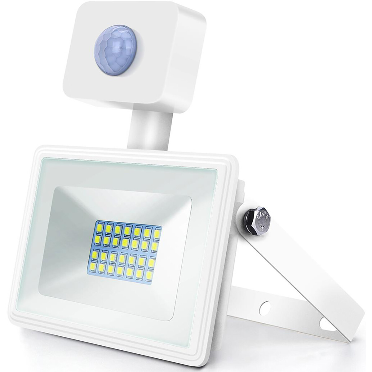 LED Bouwlamp 20 Watt met Sensor LED Schijnwerper Aigi Sunny Helder-Koud Wit 6400K Waterdicht IP65 Ma