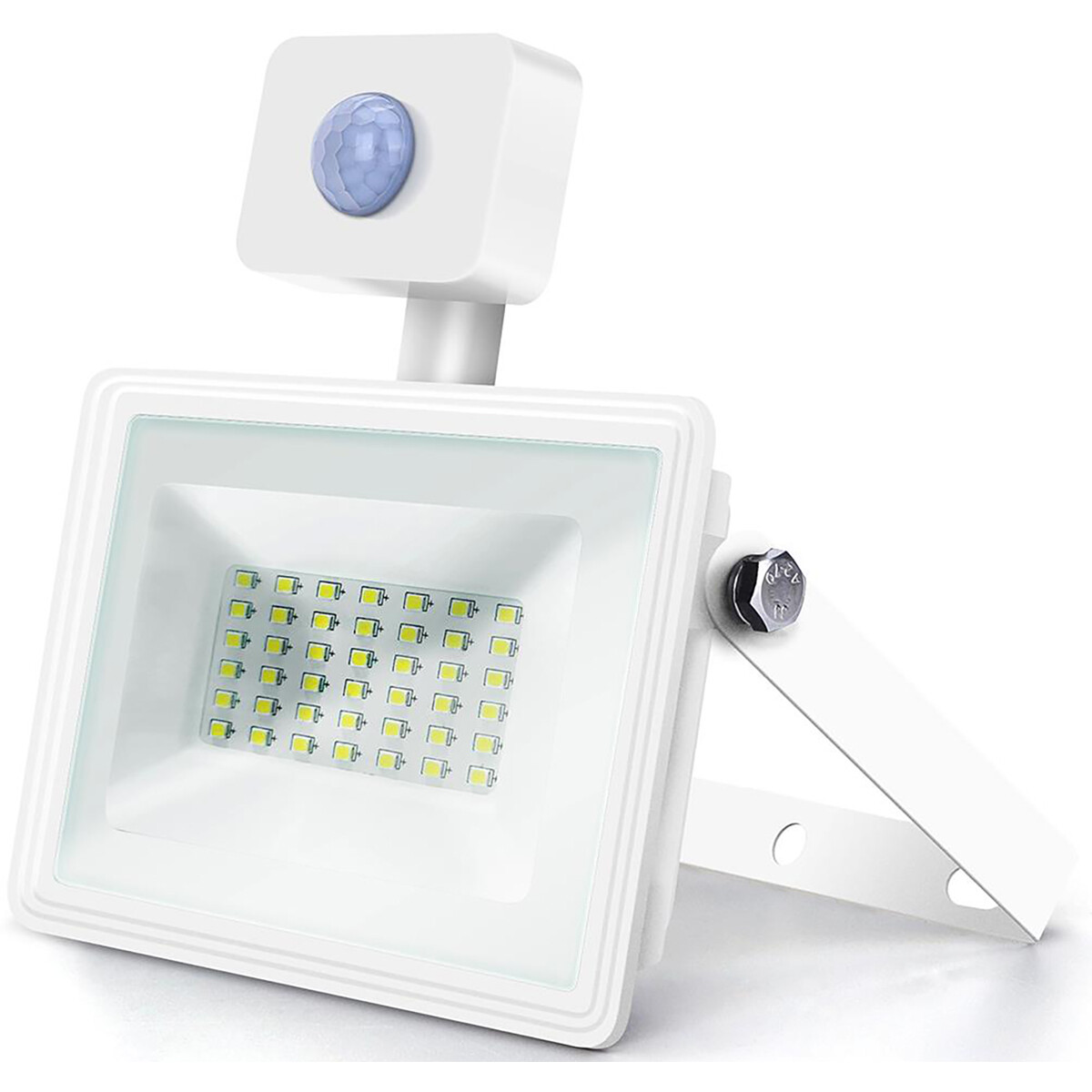 LED Bouwlamp 30 Watt met Sensor LED Schijnwerper Aigi Sunny Helder-Koud Wit 6400K Waterdicht IP65 Ma