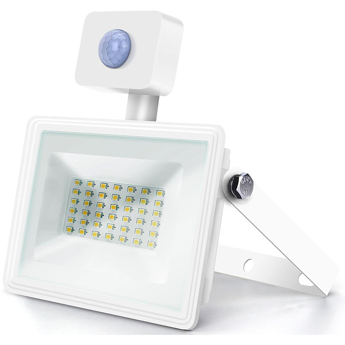 LED Bouwlamp 30 Watt met Sensor - LED Schijnwerper - Aigi Sunny - Natuurlijk Wit 4000K - Waterdicht 