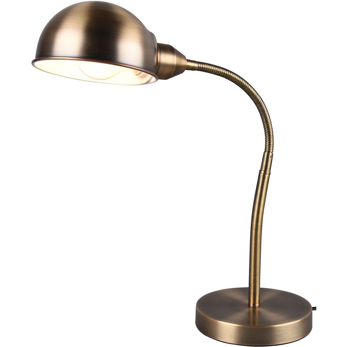LED Bureaulamp - Tafelverlichting - Trion Pirle - E27 Fitting - Rond - Mat Goud - Aluminium