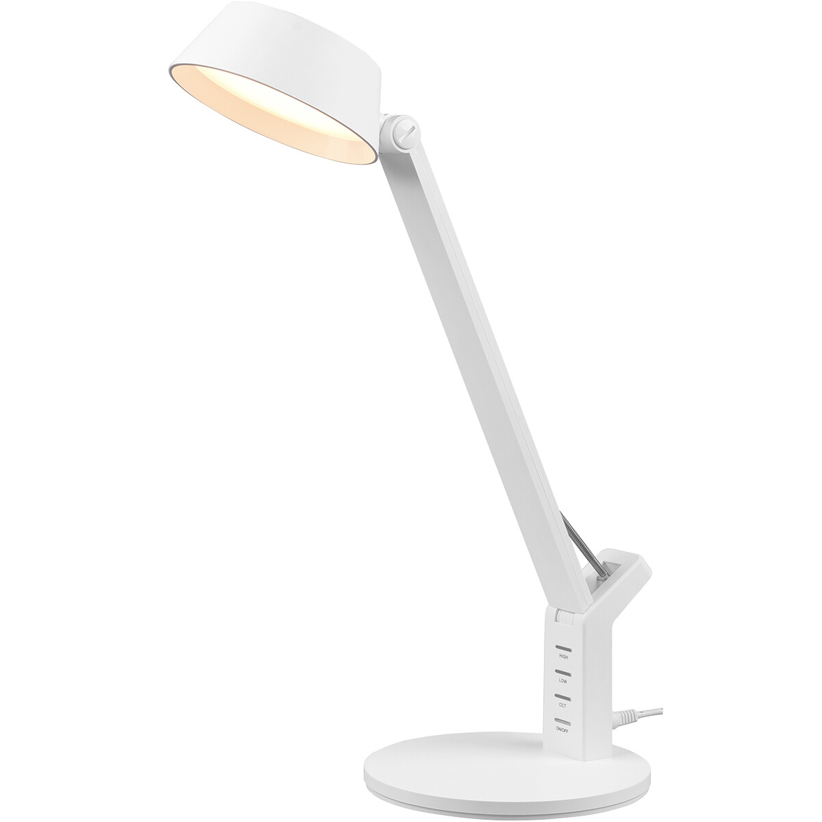 LED Bureaulamp Trion Avvan 5W Aanpasbare Kleur USB Oplaadbaar Dimbaar Rond Mat Wit Kunststof