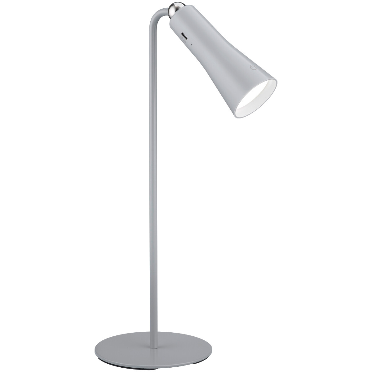 LED Bureaulamp - Trion Moxi - 2W - Warm Wit 3000K - Oplaadbaar - Rond - Mat Grijs - Aluminium product afbeelding