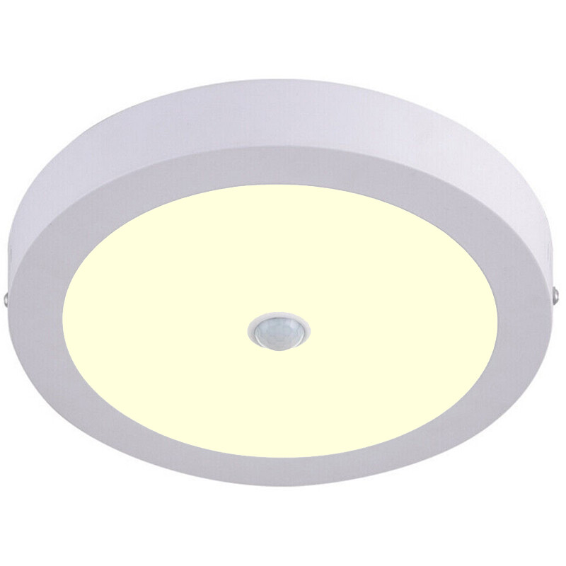 LED Downlight - Facto Dury - PIR Bewegingssensor 360° + Dag en Nacht Sensor - 18W - Warm Wit 2700K -
