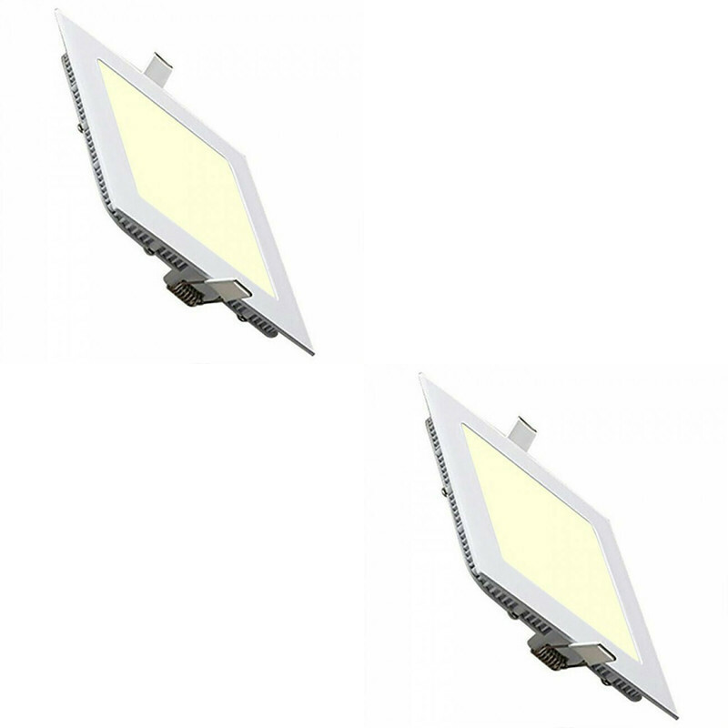 LED Downlight Slim 2 Pack - Inbouw Vierkant 15W - Warm Wit 2700K - Mat Wit Aluminium - 195mm