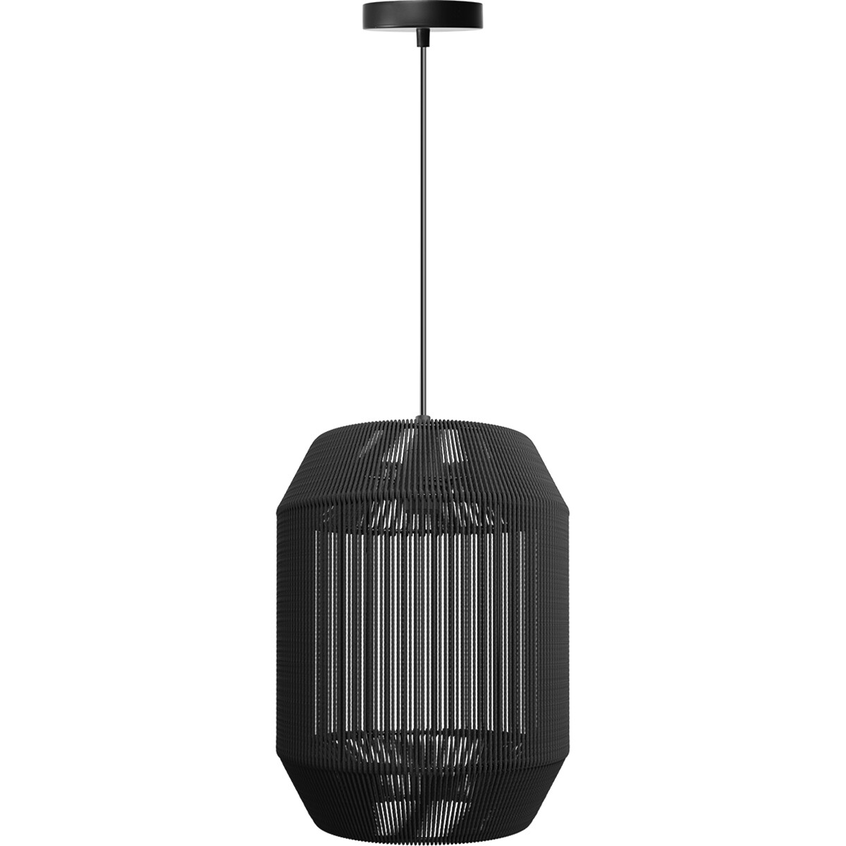 LED Hanglamp - Hangverlichting - Aigi Aly - E27 Fitting - Rond - Mat Zwart - Papier