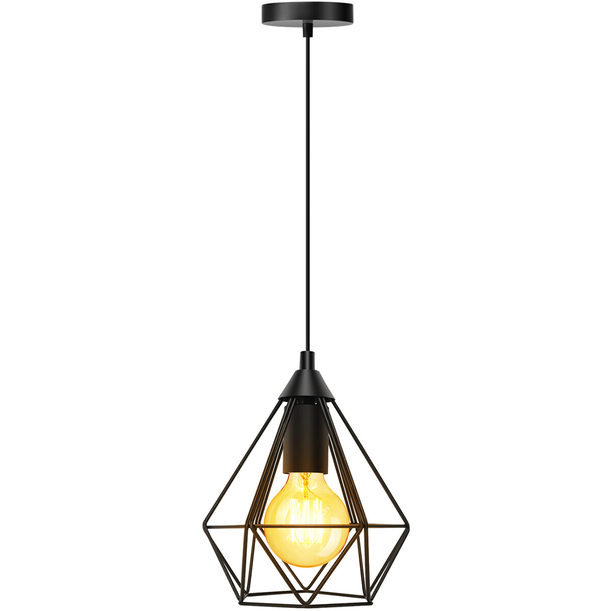 LED Hanglamp - Hangverlichting - Aigi Elsa - E27 Fitting - 1-lichts - Retro - Klassiek - Mat Zwart -