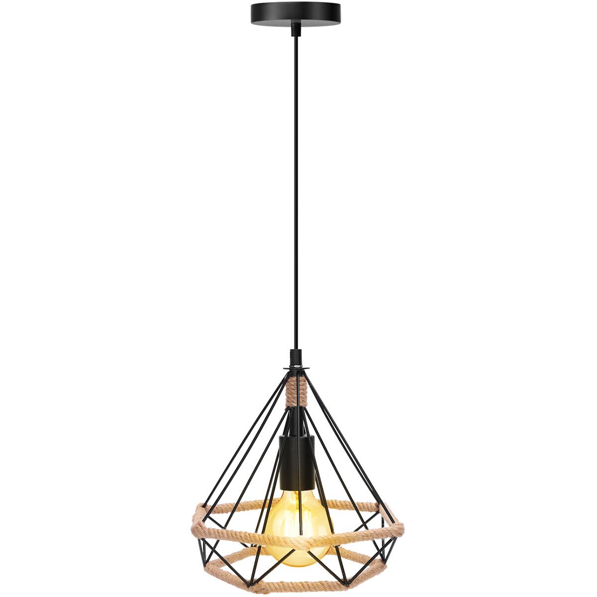 LED Hanglamp - Hangverlichting - Aigi Elsa - E27 Fitting - 1-lichts - Retro - Klassiek - Mat Zwart/B