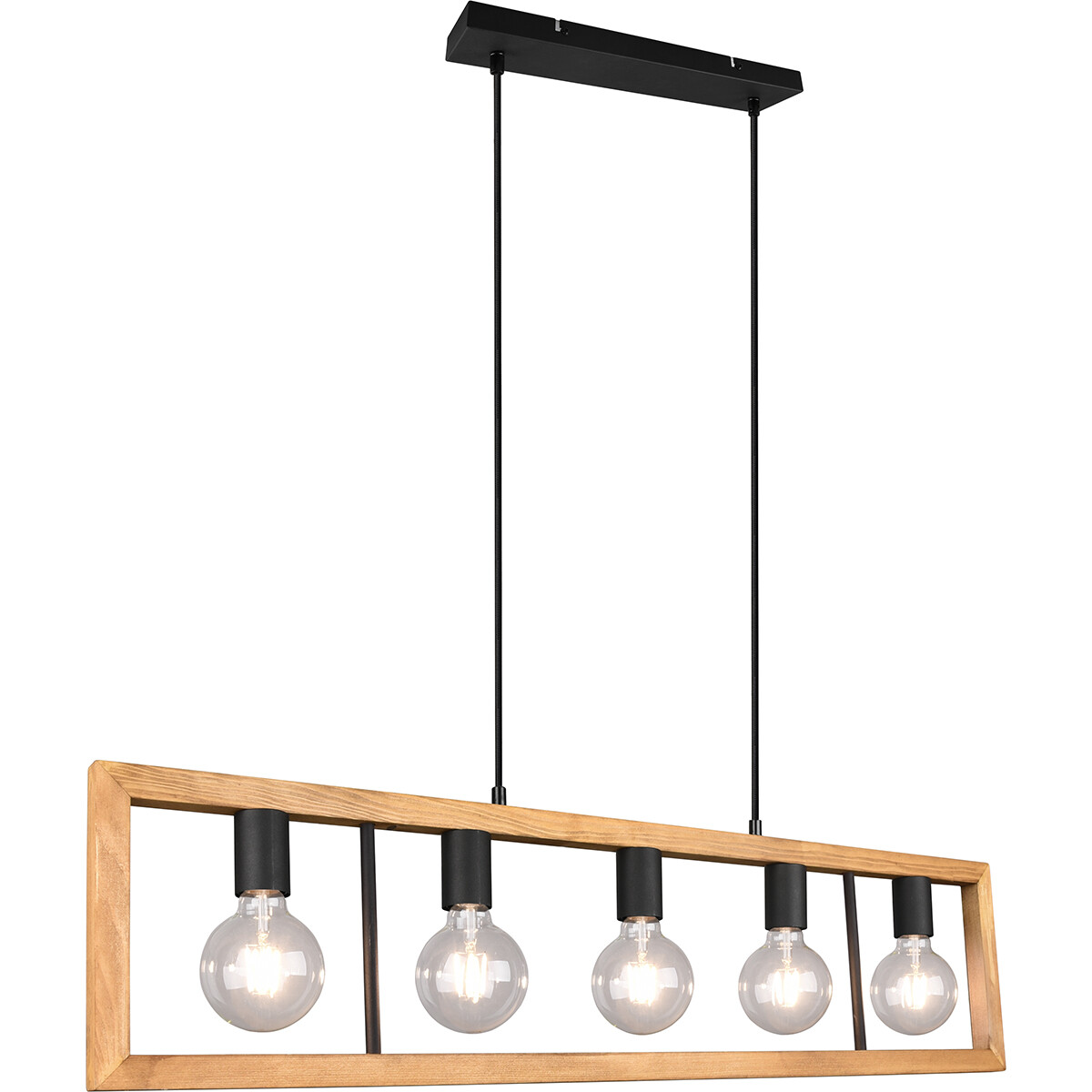 LED Hanglamp - Hangverlichting - Trion Aplon - E27 Fitting - 4-lichts - Rechthoek - Mat Zwart - Alum