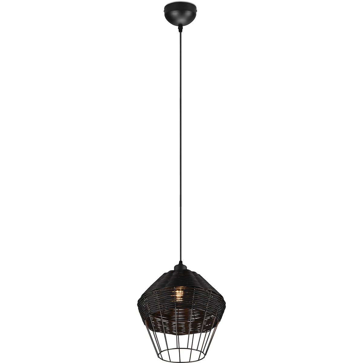 LED Hanglamp - Hangverlichting - Trion Bera XL - E27 Fitting - 1-lichts - Rond - Zwart - Aluminium