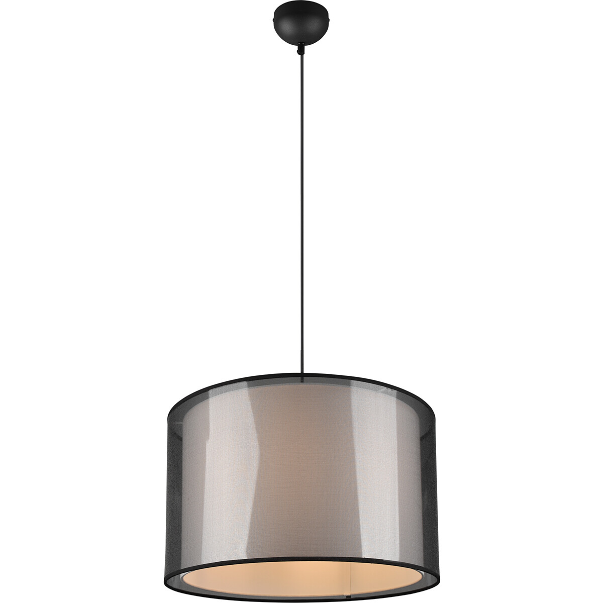LED Hanglamp Hangverlichting Trion Bidon E27 Fitting 1-lichts Rond Mat Zwart Aluminium