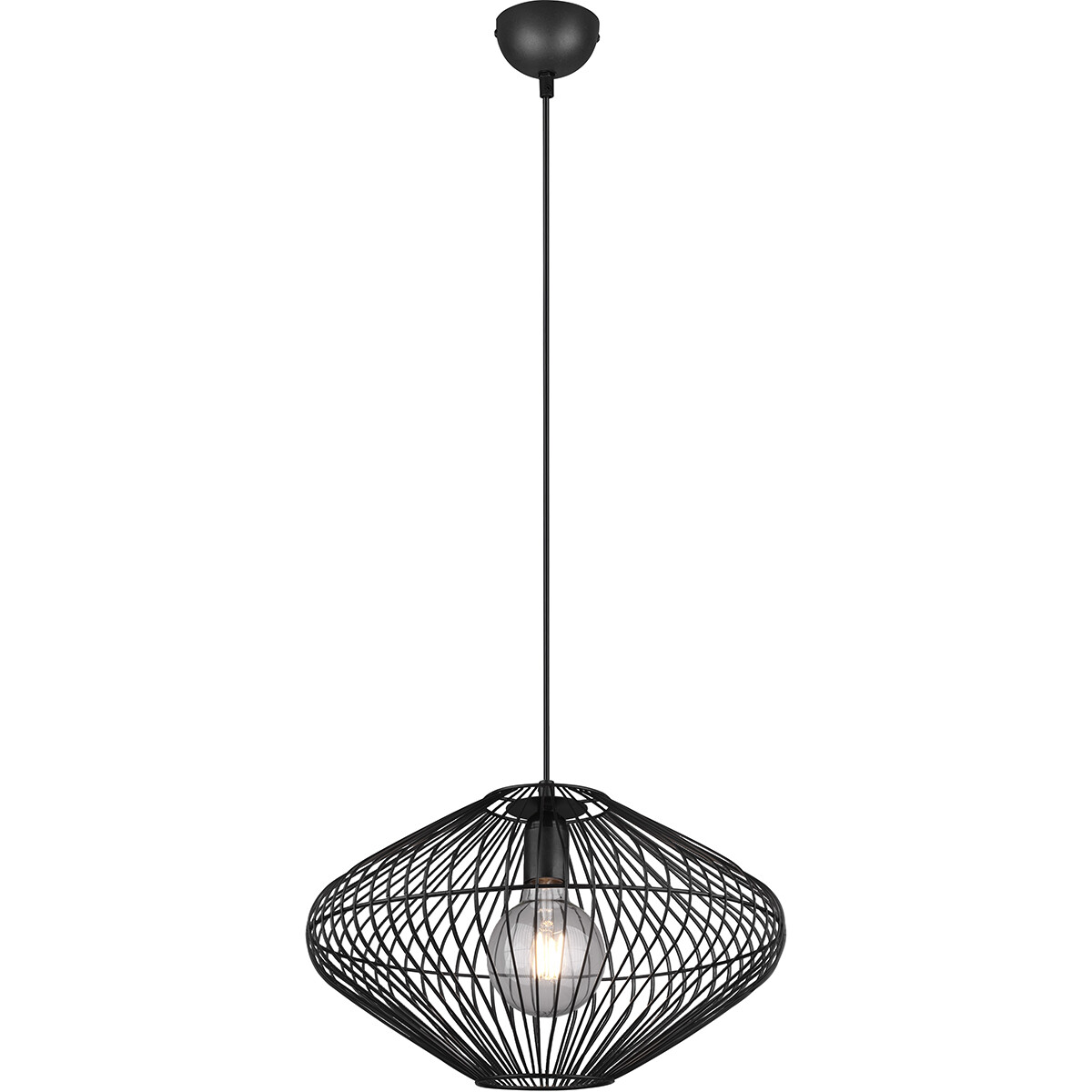 LED Hanglamp - Hangverlichting - Trion Caboli - E27 Fitting - Rond - Mat Zwart - Aluminium product afbeelding
