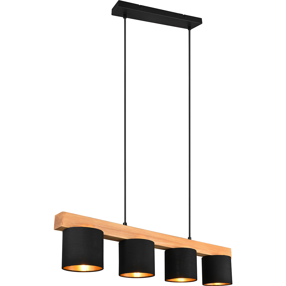 LED Hanglamp - Hangverlichting - Trion Camo - E14 Fitting - 4-lichts - Rechthoek - Mat Zwart/Goud - 