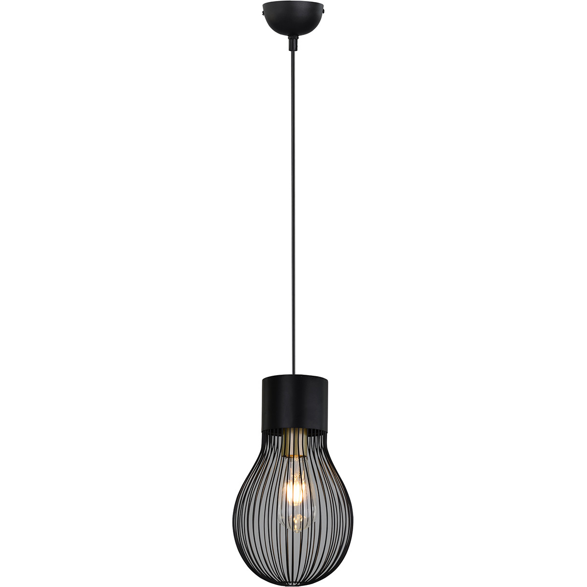 LED Hanglamp Hangverlichting Trion Divo E27 Fitting 1-lichts Rond Mat Zwart Aluminium