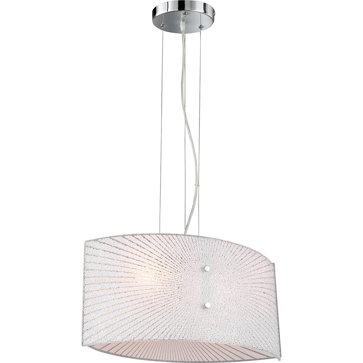 LED Hanglamp Hangverlichting Trion Elize E27 Fitting 2-lichts Ovaal Mat Chroom Aluminium