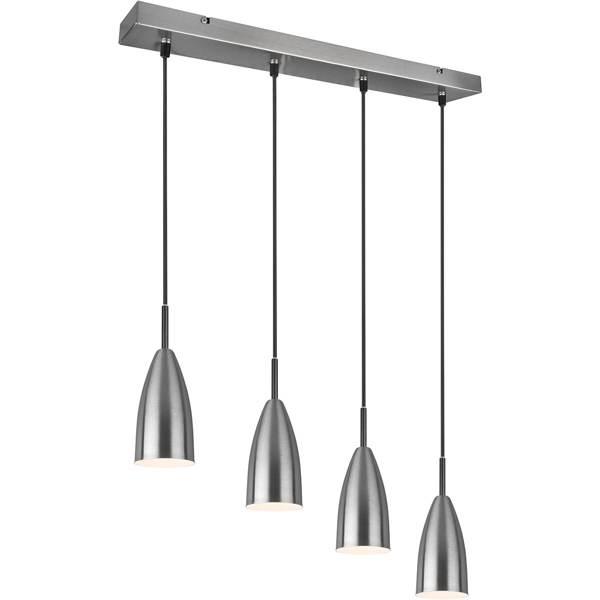 LED Hanglamp Hangverlichting Trion Farona E14 Fitting 4-lichts Rond Mat Nikkel Aluminium