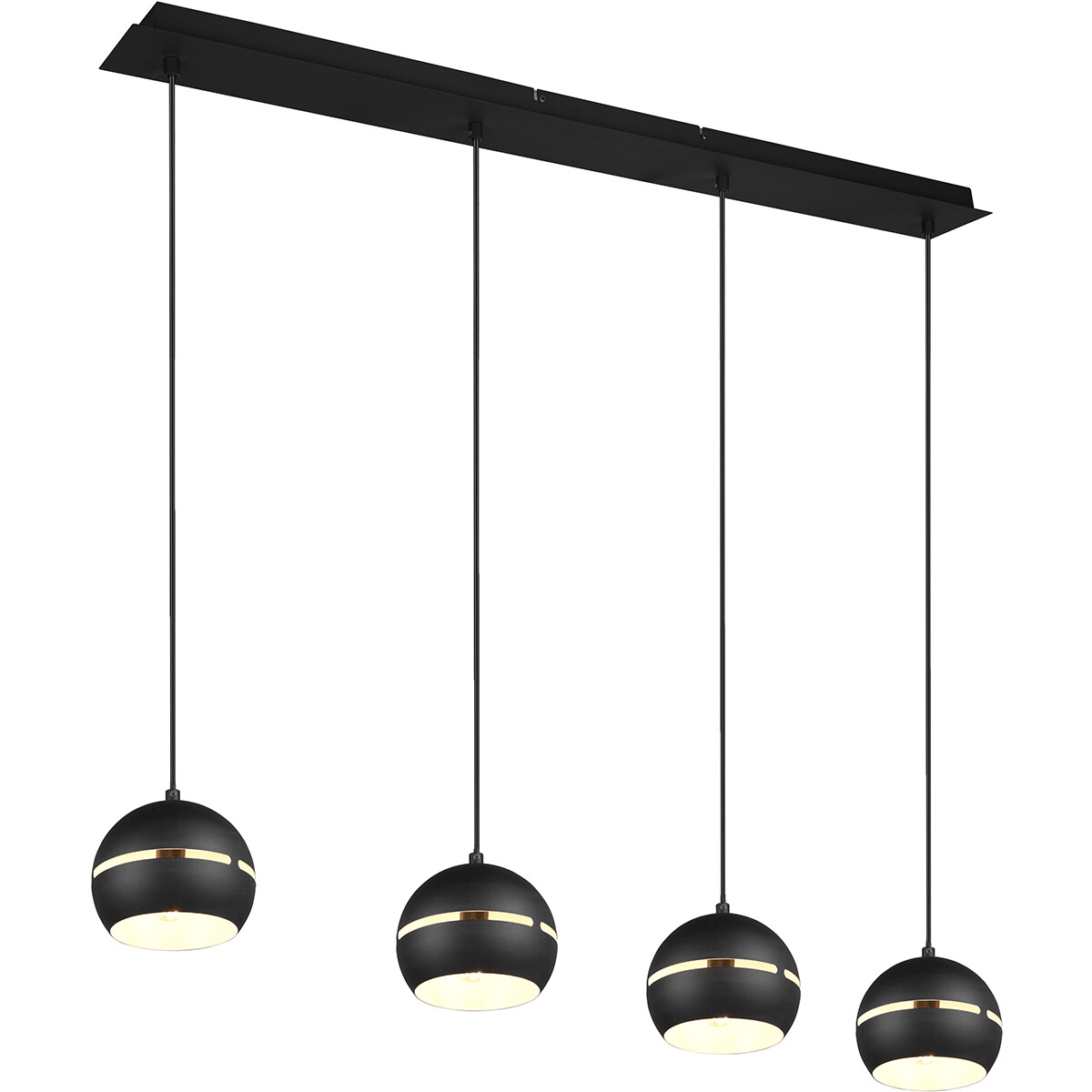 LED Hanglamp Hangverlichting Trion Flatina E14 Fitting 4-lichts Rechthoek Mat Zwart Aluminium