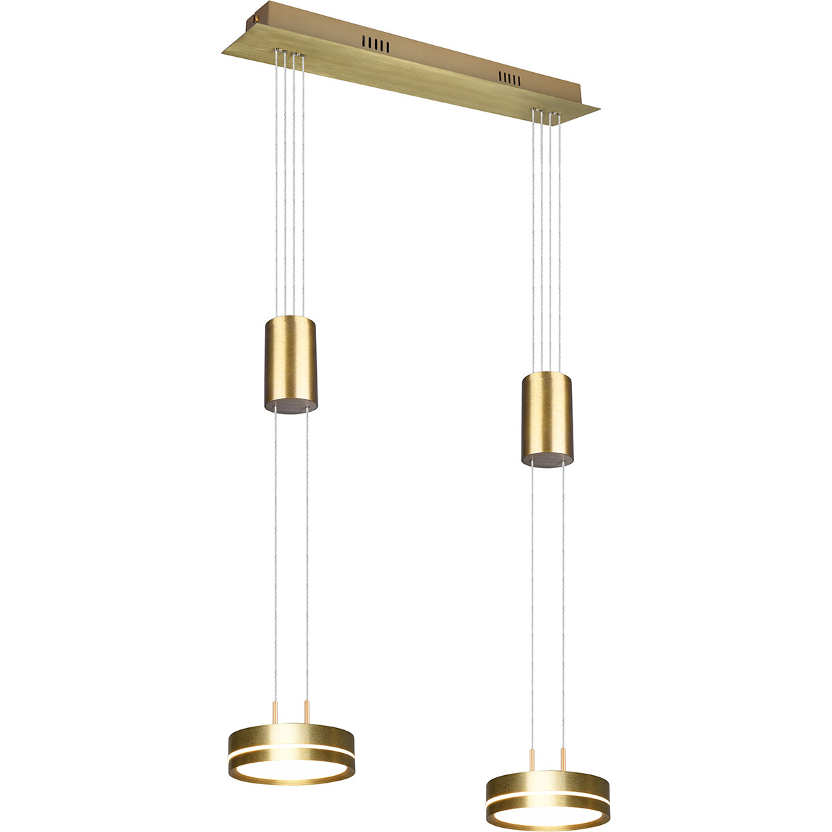 LED Hanglamp Hangverlichting Trion Franco 14.4W 2-lichts Warm Wit 3000K Rond Mat Goud Aluminium