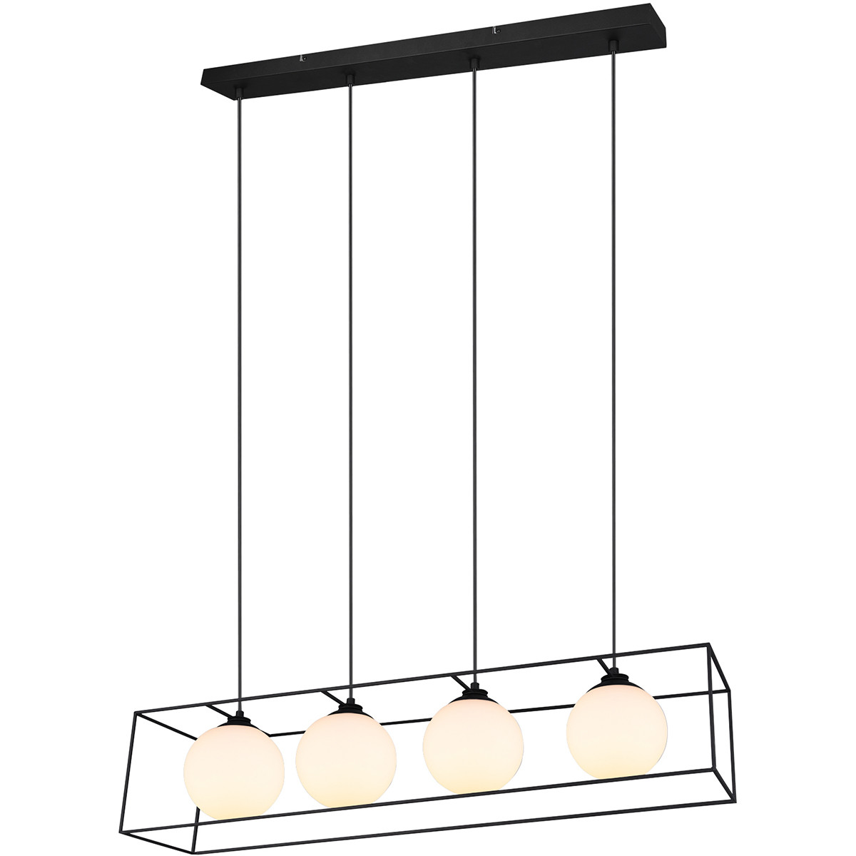 LED Hanglamp Hangverlichting Trion Gebia E27 Fitting 4-lichts Vierkant Mat Zwart Aluminium