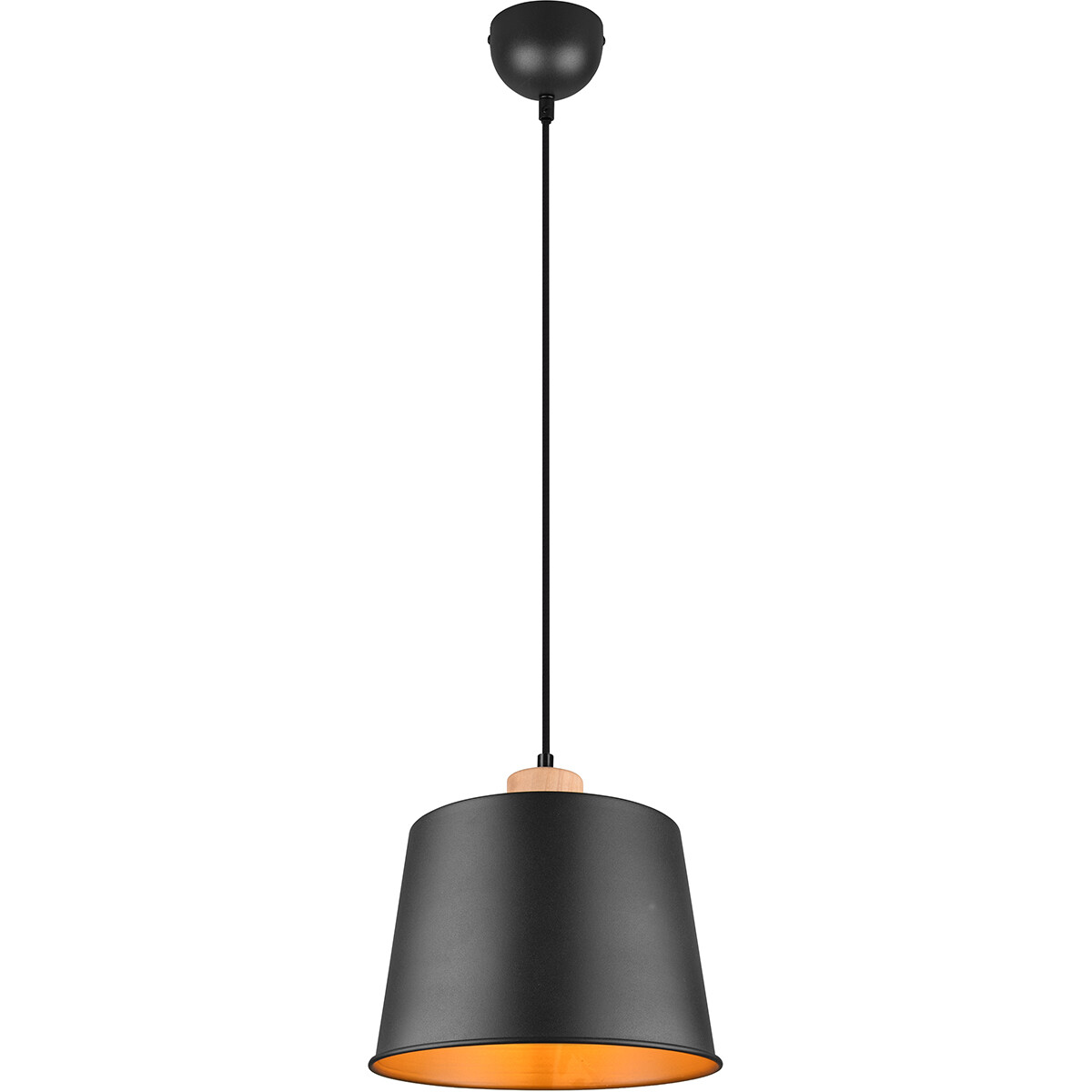 LED Hanglamp Hangverlichting Trion Hittal E27 Fitting 1-lichts Rond Mat Zwart Aluminium