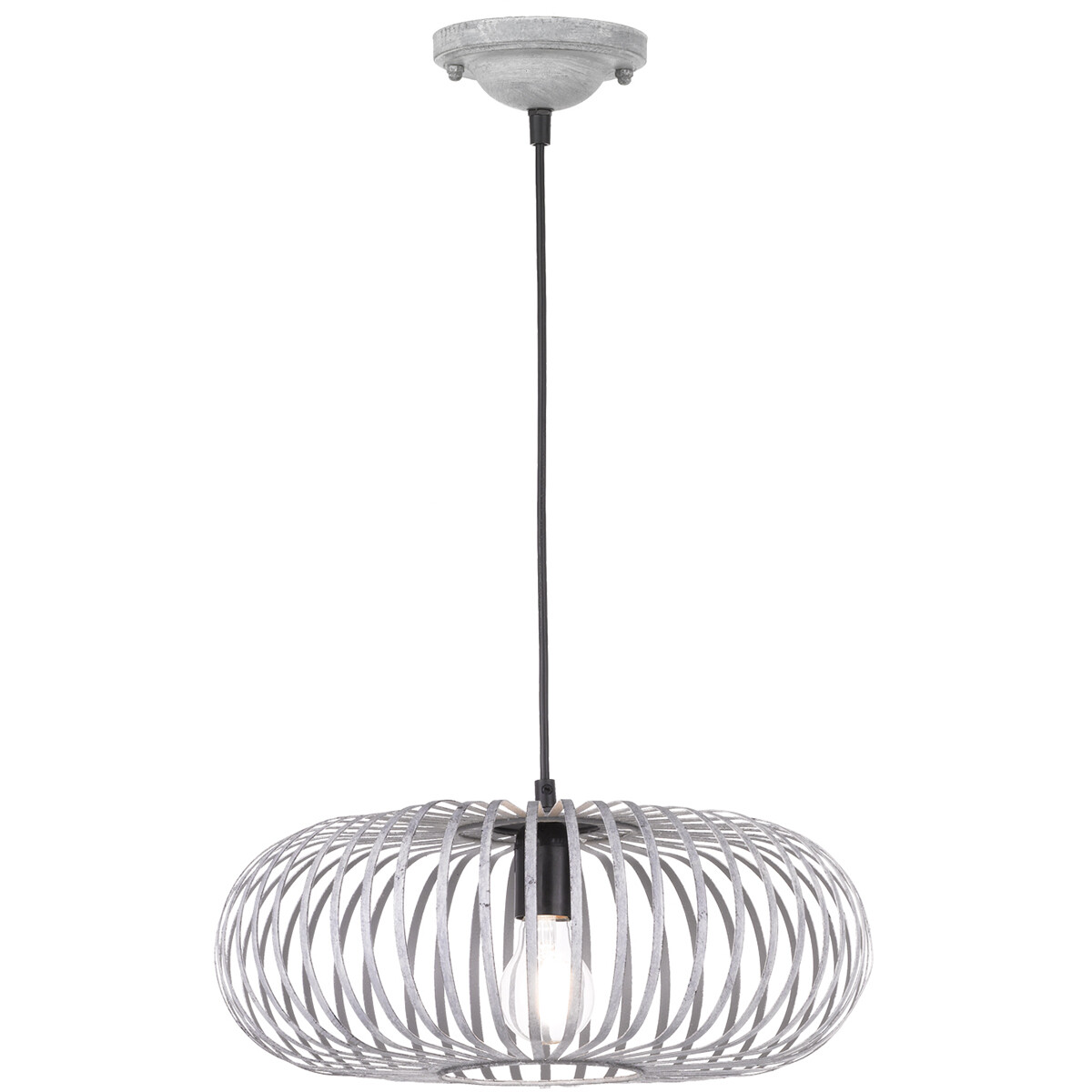 LED Hanglamp Hangverlichting Trion Johy E27 Fitting Rond Antiek Grijs Aluminium