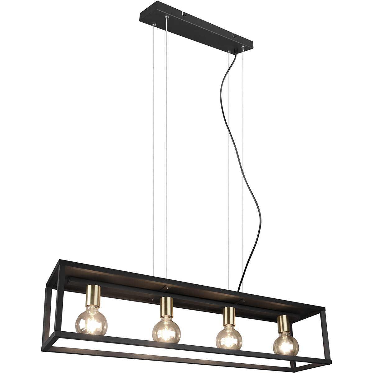 LED Hanglamp - Hangverlichting - Trion Kandin - E27 Fitting - 4-lichts - Rechthoek - Mat Zwart - Aluminium product afbeelding
