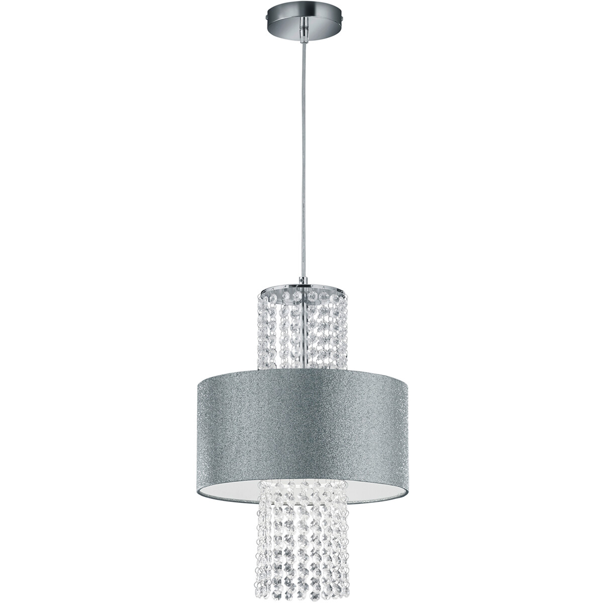LED Hanglamp Hangverlichting Trion Kong E27 Fitting 1-lichts Rond Mat Zilver Aluminium