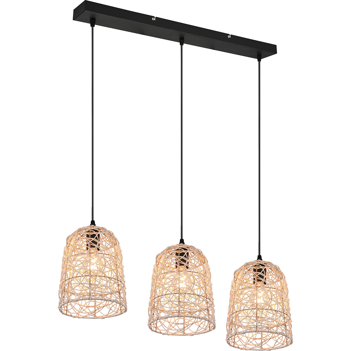 LED Hanglamp - Hangverlichting - Trion Lopar - E27 Fitting - 3-lichts - Rechthoek - Bruin - Hout
